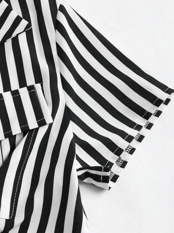 EZwear American Style Spicy Girl Striped Short Slim Fit Women's Shirt