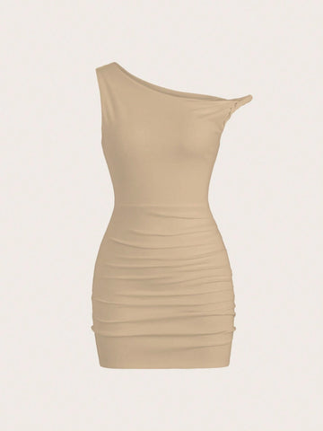 Asymmetrical One-Shoulder Fitted Mini Dress