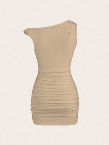 Asymmetrical One-Shoulder Fitted Mini Dress