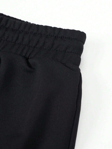 EZwear Bear Print Drawstring Waist Shorts