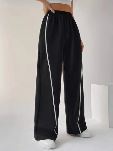 EZwear Bikercore Contrast Piping Elastic Waist Sweatpants