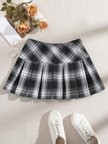 EZwear Black And White Plaid Woven Women's Skirt