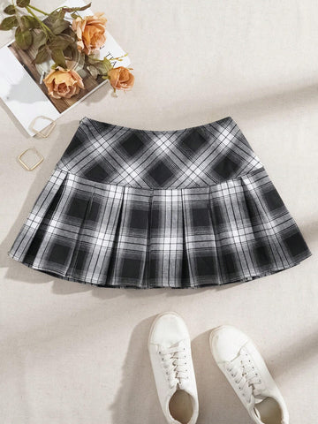 EZwear Black And White Plaid Woven Women's Skirt