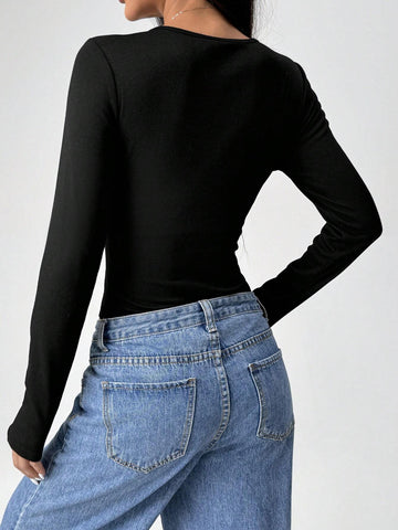 Print Slant Pocket Belted Jumpsuit Long Sleeve