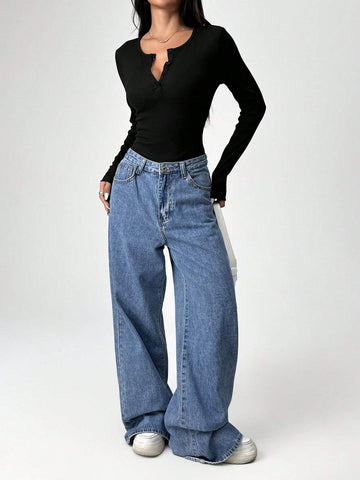 Print Slant Pocket Belted Jumpsuit Long Sleeve