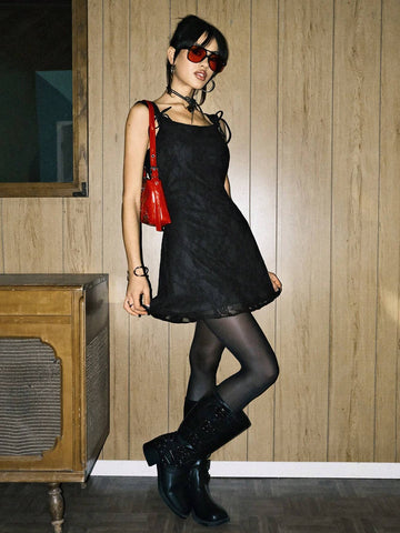 Black Mesh Women's Mini Dress, Fitted For Party