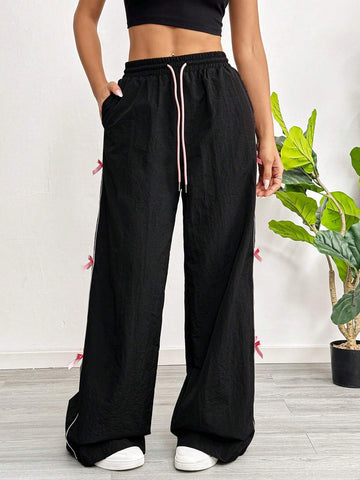 EZwear Black Woven Women's Wide Leg Pants