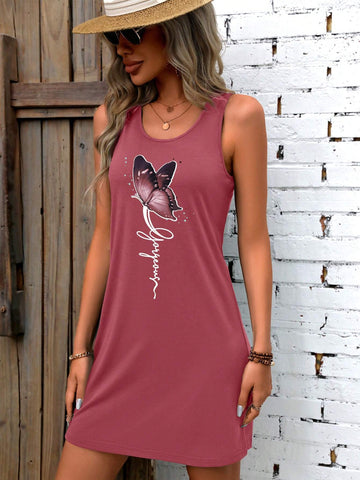 Butterfly Graphic Tank Dress For Women