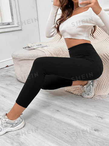 EZwear Button Detail Patched Pocket Skinny Black Pants
