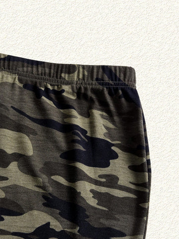 Camouflage Tube Top And Knit Bodycon Skirt Set