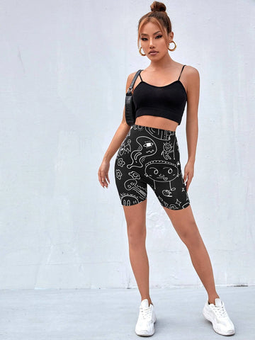 EZwear Cartoon Graphic Biker Shorts