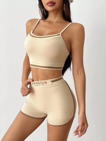 Casual Color Block Ribbed Slim Fit Women Set