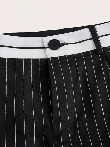 EZwear Casual Color Block Striped Straight Pants
