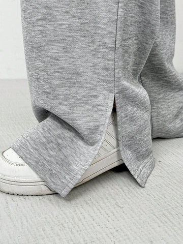 EZwear Casual Drawstring Waist Jogger Pants With Side Opening