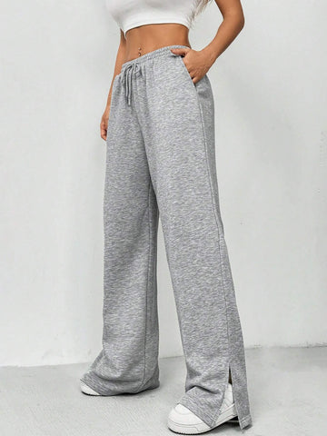 EZwear Casual Drawstring Waist Jogger Pants With Side Opening