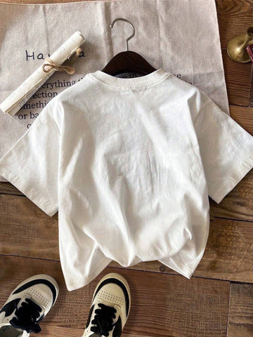 Casual Loose Spider Pattern Round Neck Short Sleeve Women's T-Shirt, Suitable For Summer