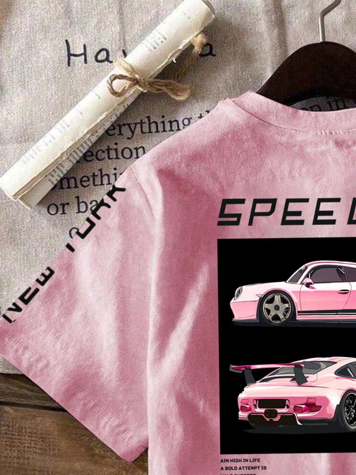 Casual Simple Racing Car Pattern Round Neck Loose Short Sleeve T-Shirt For Women, Summer