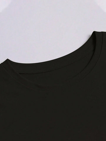 Casual Skull & Ballet Print Short Sleeve T-Shirt Dress