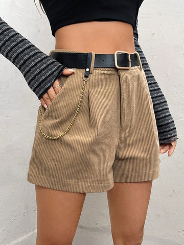 EZwear Chain Detail Slant Pocket Shorts