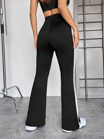 EZwear Contrast Side Seam Flare Leg Pants