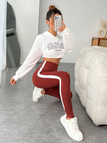EZwear Contrast Side Seam Wideband Waist Leggings