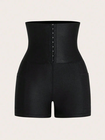 EZwear Corset Waist Phone Pocket Side Biker Shorts