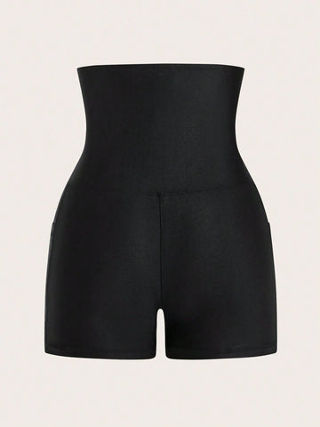 EZwear Corset Waist Phone Pocket Side Biker Shorts