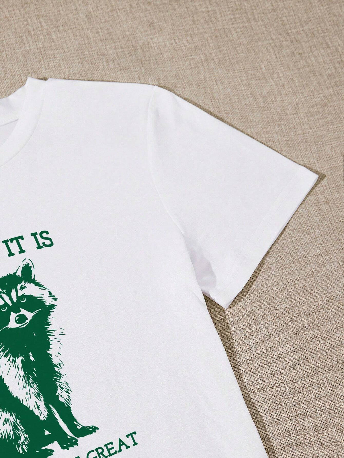 EZwear Crew Neck Short Sleeve Animal Letter Print T-Shirt, Casual Everyday Wear