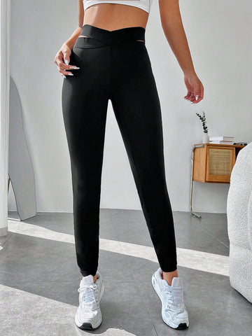 EZwear Cut Out Waistband Waist Leggings