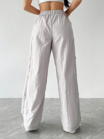 EZwear Decorative Bowknot Sporty Casual Pants