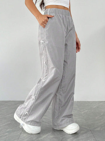 EZwear Decorative Bowknot Sporty Casual Pants