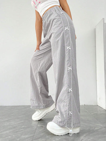 EZwear Decorative Bowknot Sporty Casual Pants