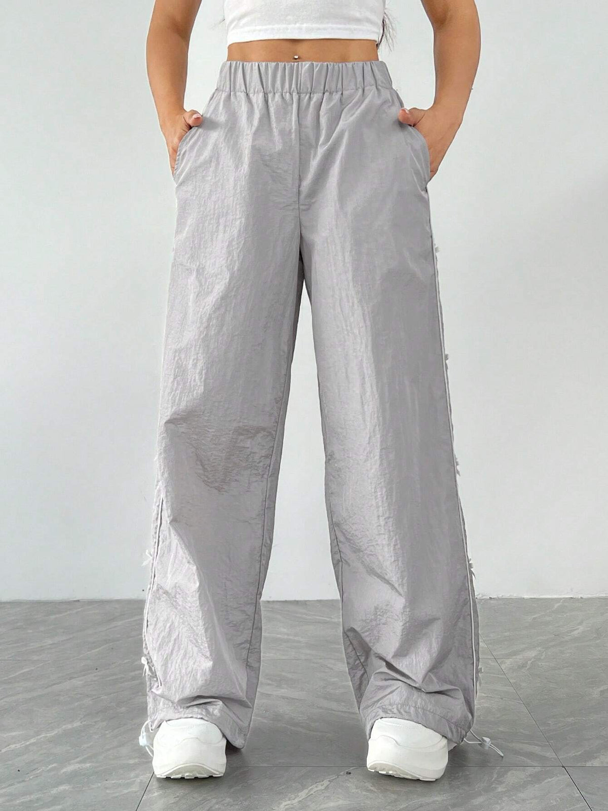 EZwear Decorative Bowknot Sporty Casual Pants