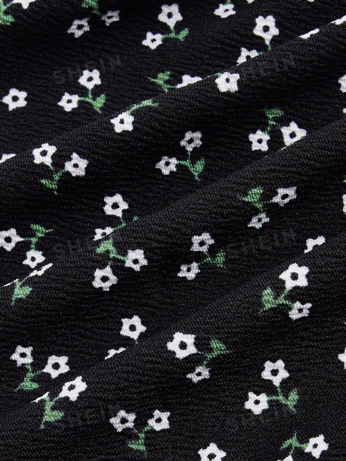 EZwear Ditsy Floral Print Drawstring Split Thigh Skirt