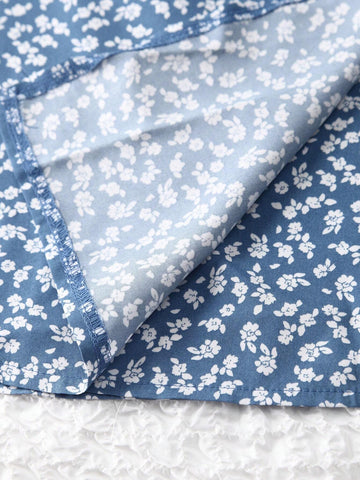 EZwear Ditsy Floral Wrapped Self-Tie Skirt