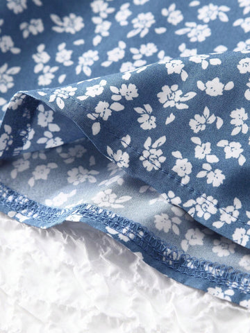 EZwear Ditsy Floral Wrapped Self-Tie Skirt