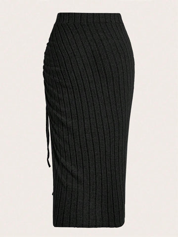 EZwear Drawstring Split Thigh Skirt