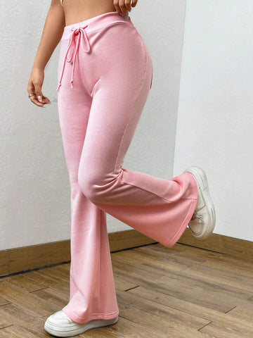 EZwear Drawstring Waist Flare Leg Sweatpants