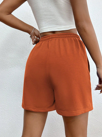 EZwear Drawstring Waist Slant Pocket Shorts