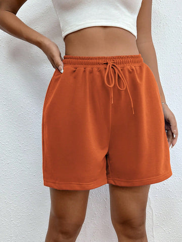 EZwear Drawstring Waist Slant Pocket Shorts