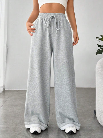 EZwear Drawstring Waist Wide Leg Sweatpants