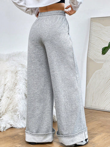 EZwear Drawstring Waist Wide Leg Sweatpants