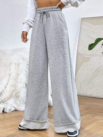 EZwear Drawstring Waist Wide Leg Sweatpants
