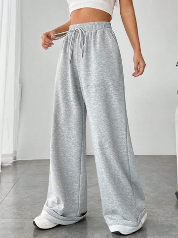EZwear Drawstring Waist Wide Leg Sweatpants
