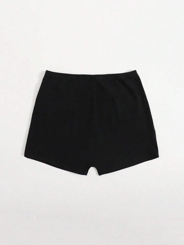 EZwear Elastic Waist Solid Biker Shorts
