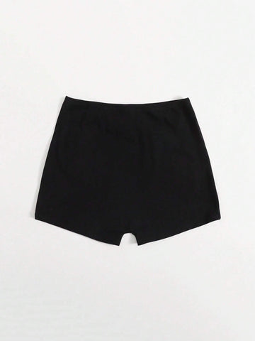 EZwear Elastic Waist Solid Biker Shorts