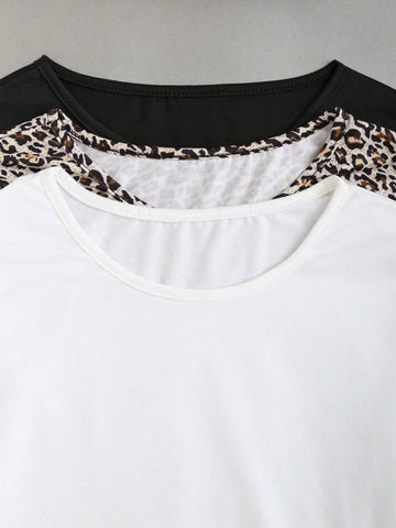 Fashionable Multicolor Leopard Print Bodysuit For Women, Spring Autumn
