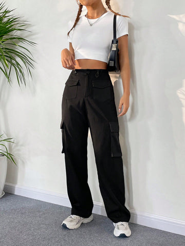 EZwear Flap Pocket Side Cargo Pants