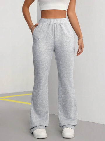 EZwear Gray Vintage Style Flared Sports Pants