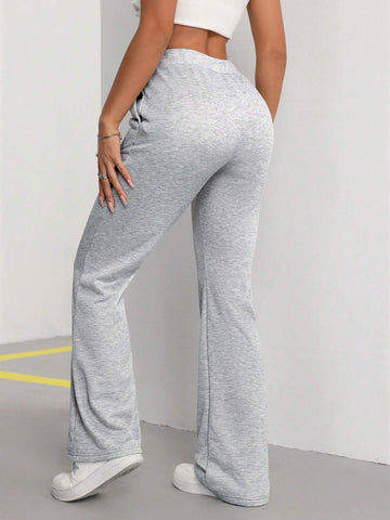 EZwear Gray Vintage Style Flared Sports Pants